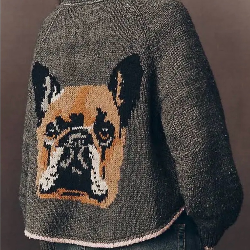 Pilcro Dog Icon Cardigan French Bulldog - Anthropologie
